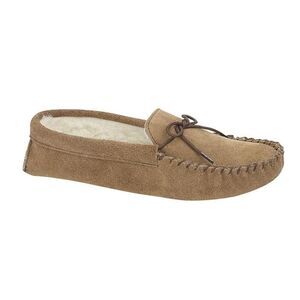 Mokkers Mens Jake Suede Moccasin Slippers / Taupe
